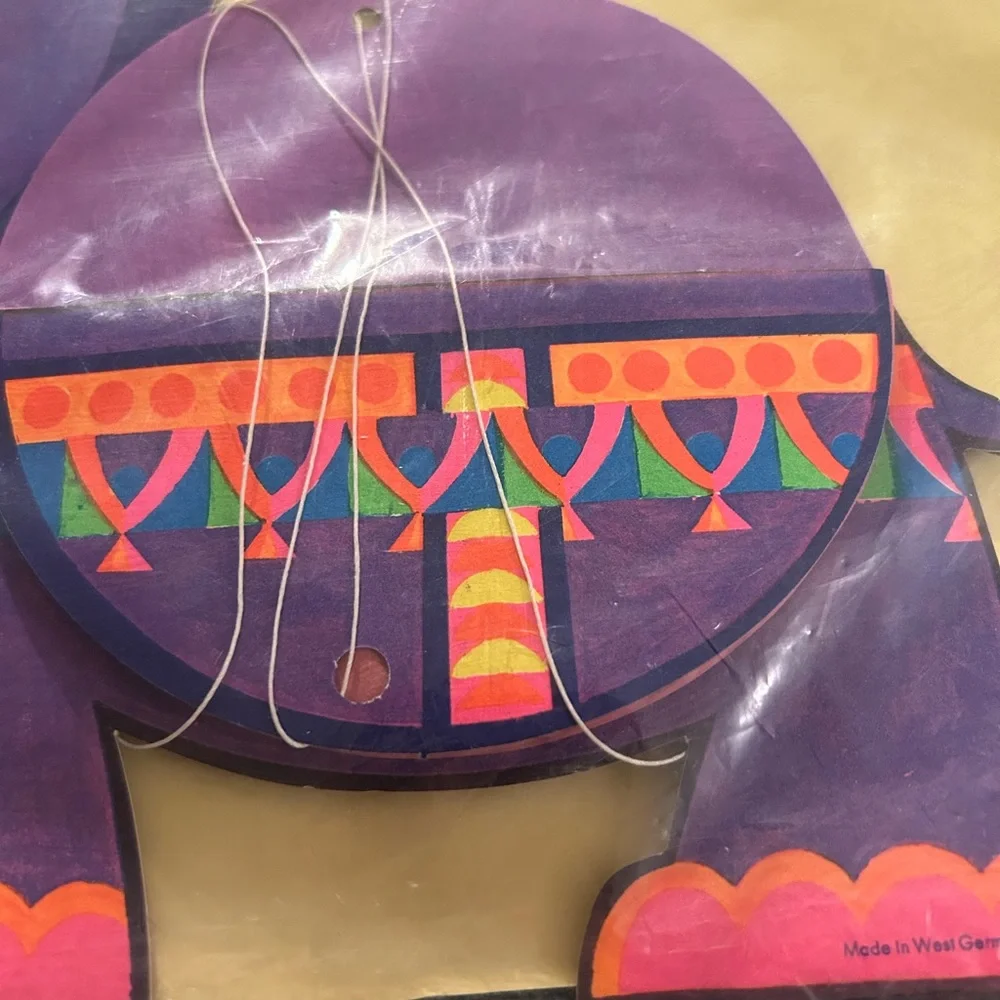 VTG Honeycomb Paper Elephant hanging decoration. Made in West Germany. 1960s